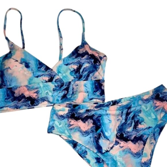 SHEIN Other - 136. Multicolored Marble Print Two-Piece Swimsuit — SHEIN (Size XL, Never Worn)
